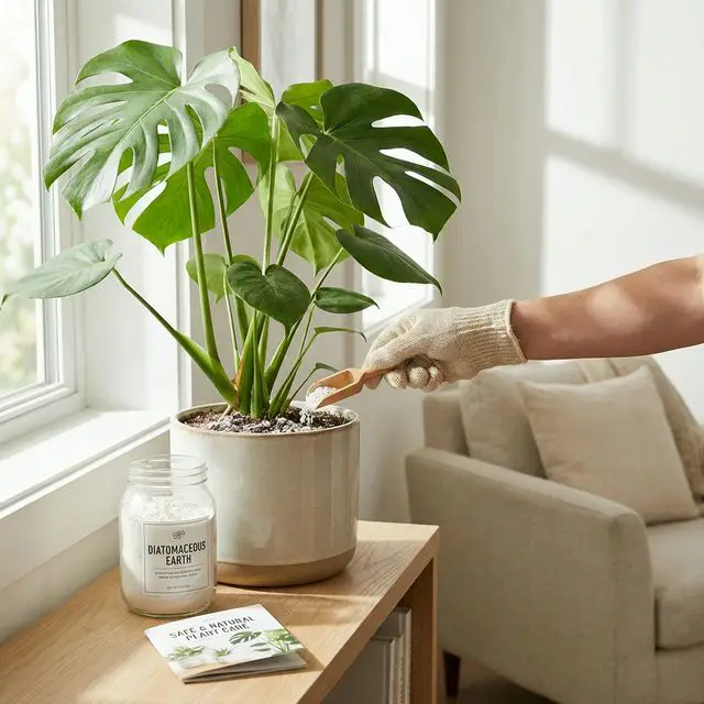 Tierra de diatomeas en plantas de interior